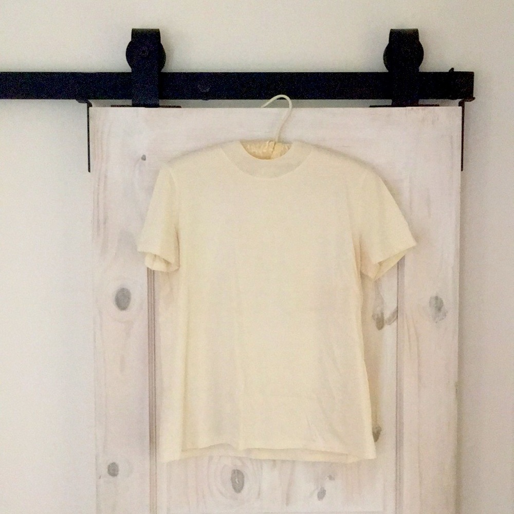 Zara Cream-Colored Mock Neck Top